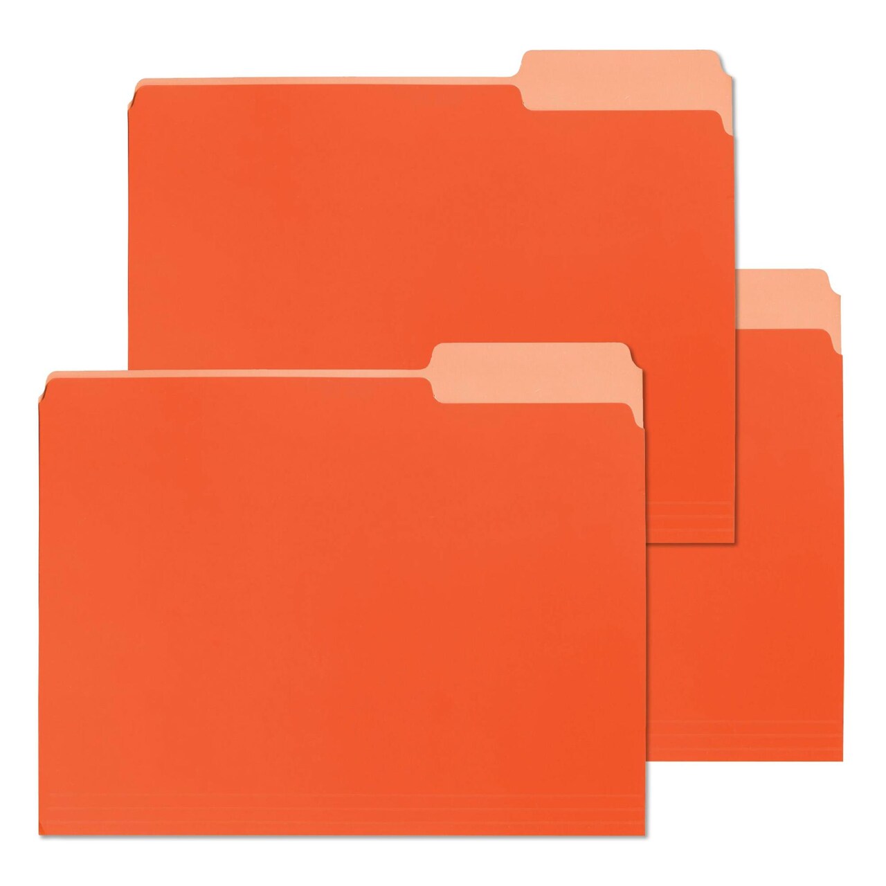 School Smart Colored File Folders Two-Tone, Letter Size, 1/3 Cut Tabs, Orange, Pack of 100